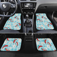Turquoise Palaka Hawaii Aloha Car Mats Koi Pond Mix Plumeria - Polynesian Pride