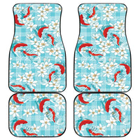 Turquoise Palaka Hawaii Aloha Car Mats Koi Pond Mix Plumeria - Polynesian Pride