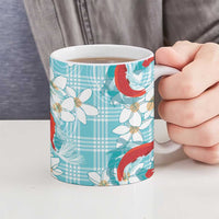 Turquoise Palaka Hawaii Aloha Ceramic Mug Koi Pond Mix Plumeria - Polynesian Pride