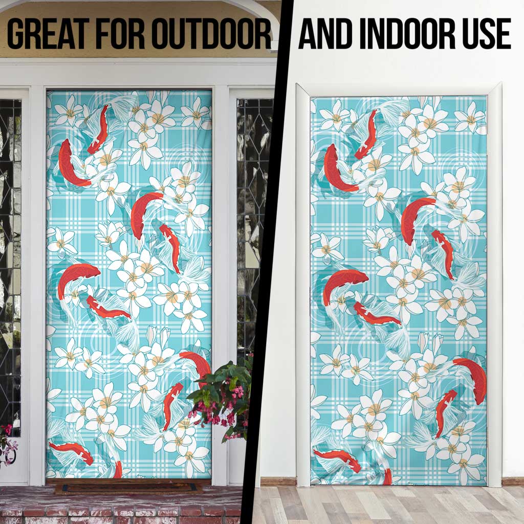 Turquoise Palaka Hawaii Aloha Door Cover Koi Pond Mix Plumeria - Polynesian Pride