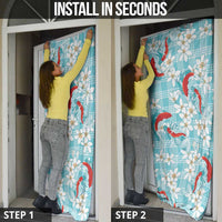 Turquoise Palaka Hawaii Aloha Door Cover Koi Pond Mix Plumeria - Polynesian Pride