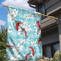 Turquoise Palaka Hawaii Aloha Garden Flag Koi Pond Mix Plumeria - Polynesian Pride