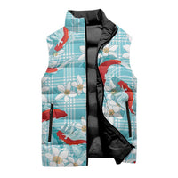 Turquoise Palaka Hawaii Aloha Sleeveless Puffer Jacket Koi Pond Mix Plumeria - Polynesian Pride