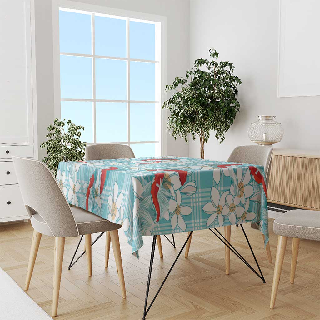Turquoise Palaka Hawaii Aloha Tablecloth Koi Pond Mix Plumeria - Polynesian Pride