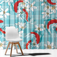 Turquoise Palaka Hawaii Aloha Window Curtain Koi Pond Mix Plumeria - Polynesian Pride