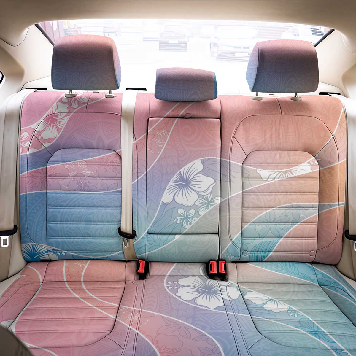 Aloha Hawaii Floral Tapa Back Car Seat Cover Patchwork Pastel Candy - Polynesian Pride