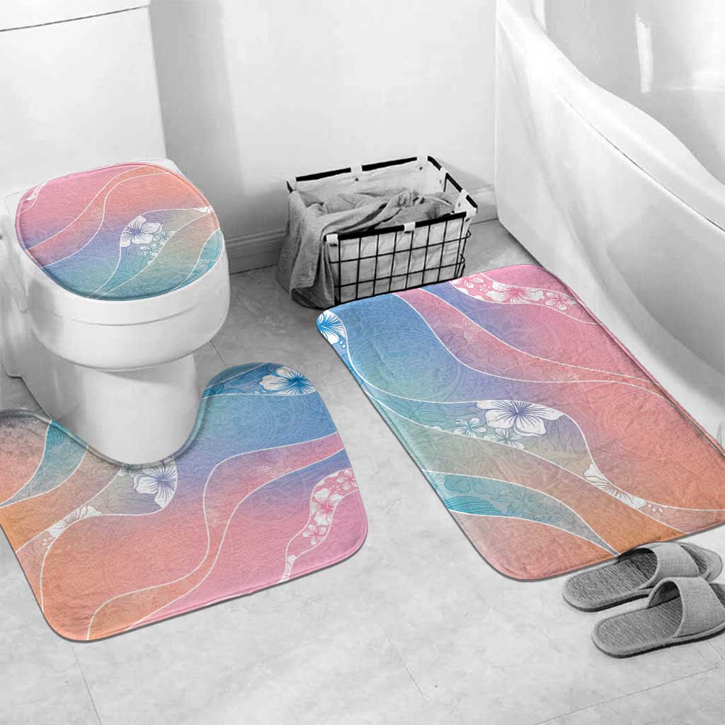 Aloha Hawaii Floral Tapa Bathroom Set Patchwork Pastel Candy LT7 Mat Set Only (3 pcs) One Size Pastel - Polynesian Pride