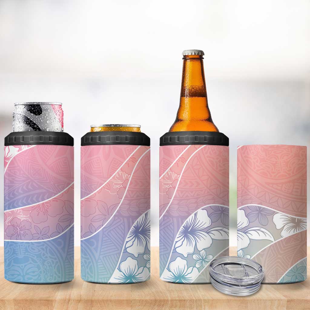 Aloha Hawaii Floral Tapa 4 in 1 Can Cooler Tumbler Patchwork Pastel Candy LT7 - Polynesian Pride