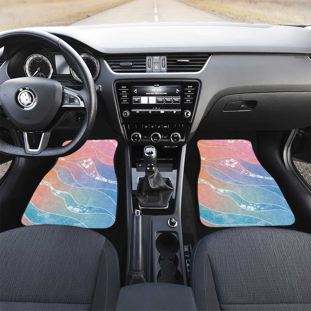Aloha Hawaii Floral Tapa Car Mats Patchwork Pastel Candy LT7 Set 2pcs - Front Pastel - Polynesian Pride