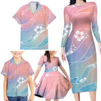 Aloha Hawaii Floral Tapa Family Matching Long Sleeve Bodycon Dress and Hawaiian Shirt Patchwork Pastel Candy LT7 - Polynesian Pride