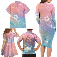 Aloha Hawaii Floral Tapa Family Matching Long Sleeve Bodycon Dress and Hawaiian Shirt Patchwork Pastel Candy LT7 - Polynesian Pride