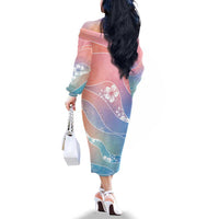 Aloha Hawaii Floral Tapa Family Matching Off The Shoulder Long Sleeve Dress and Hawaiian Shirt Patchwork Pastel Candy LT7 - Polynesian Pride