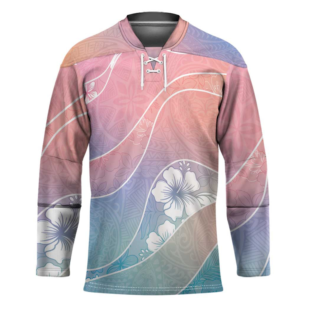 Aloha Hawaii Floral Tapa Hockey Jersey Patchwork Pastel Candy - Polynesian Pride