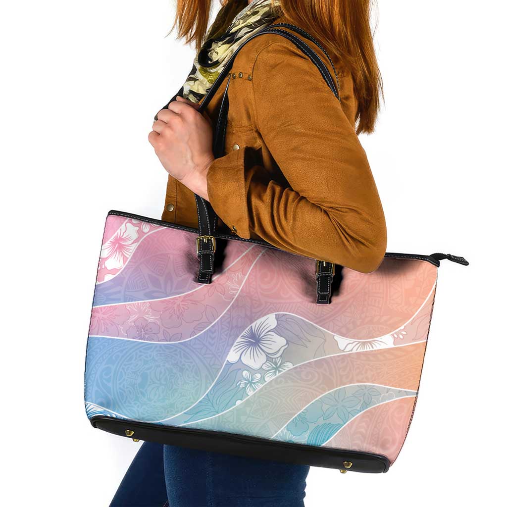 Aloha Hawaii Floral Tapa Leather Tote Bag Patchwork Pastel Candy - Polynesian Pride