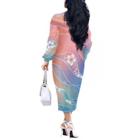 Aloha Hawaii Floral Tapa Off The Shoulder Long Sleeve Dress Patchwork Pastel Candy LT7 - Polynesian Pride