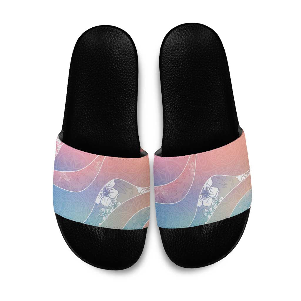 Aloha Hawaii Floral Tapa Slide Sandals Patchwork Pastel Candy - Polynesian Pride