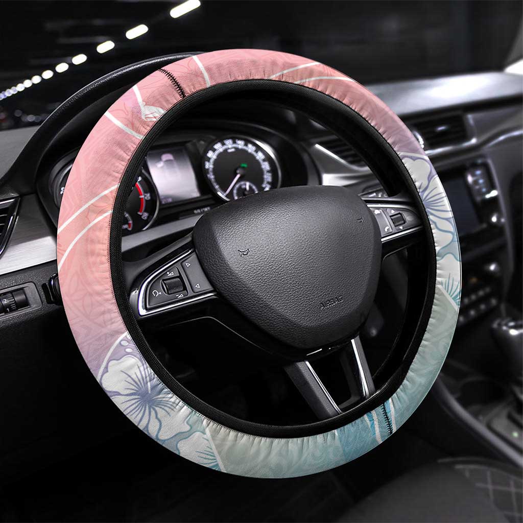 Aloha Hawaii Floral Tapa Steering Wheel Cover Patchwork Pastel Candy LT7 Universal Fit Pastel - Polynesian Pride