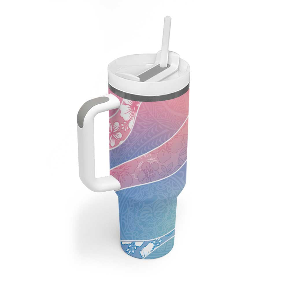 Aloha Hawaii Floral Tapa Tumbler With Handle Patchwork Pastel Candy LT7 - Polynesian Pride