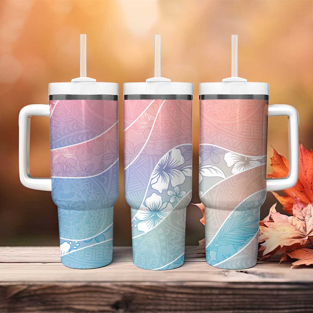 Aloha Hawaii Floral Tapa Tumbler With Handle Patchwork Pastel Candy LT7 - Polynesian Pride