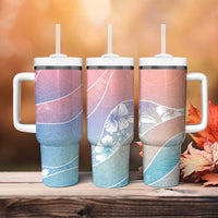 Aloha Hawaii Floral Tapa Tumbler With Handle Patchwork Pastel Candy LT7 - Polynesian Pride
