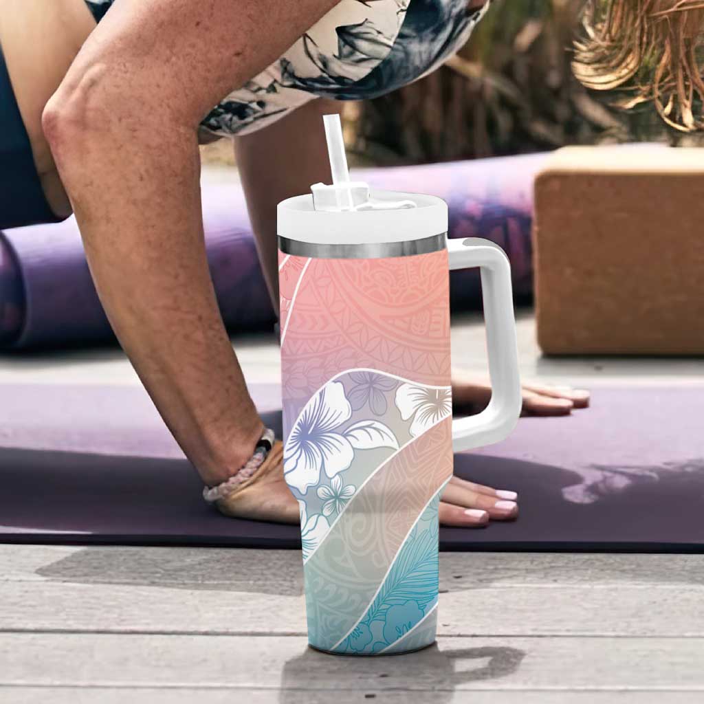 Aloha Hawaii Floral Tapa Tumbler With Handle Patchwork Pastel Candy LT7 - Polynesian Pride