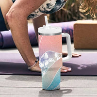 Aloha Hawaii Floral Tapa Tumbler With Handle Patchwork Pastel Candy LT7 - Polynesian Pride