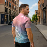 Aloha Hawaii Floral Tapa Zipper Polo Shirt Patchwork Pastel Candy - Polynesian Pride