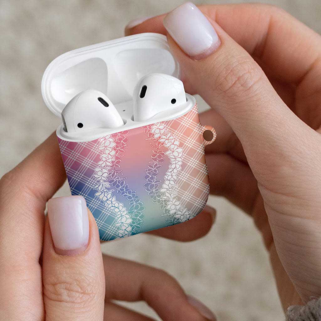Hawaii Aloha Plumeria Lei Pastel Candy Palaka AirPods Case - Polynesian Pride