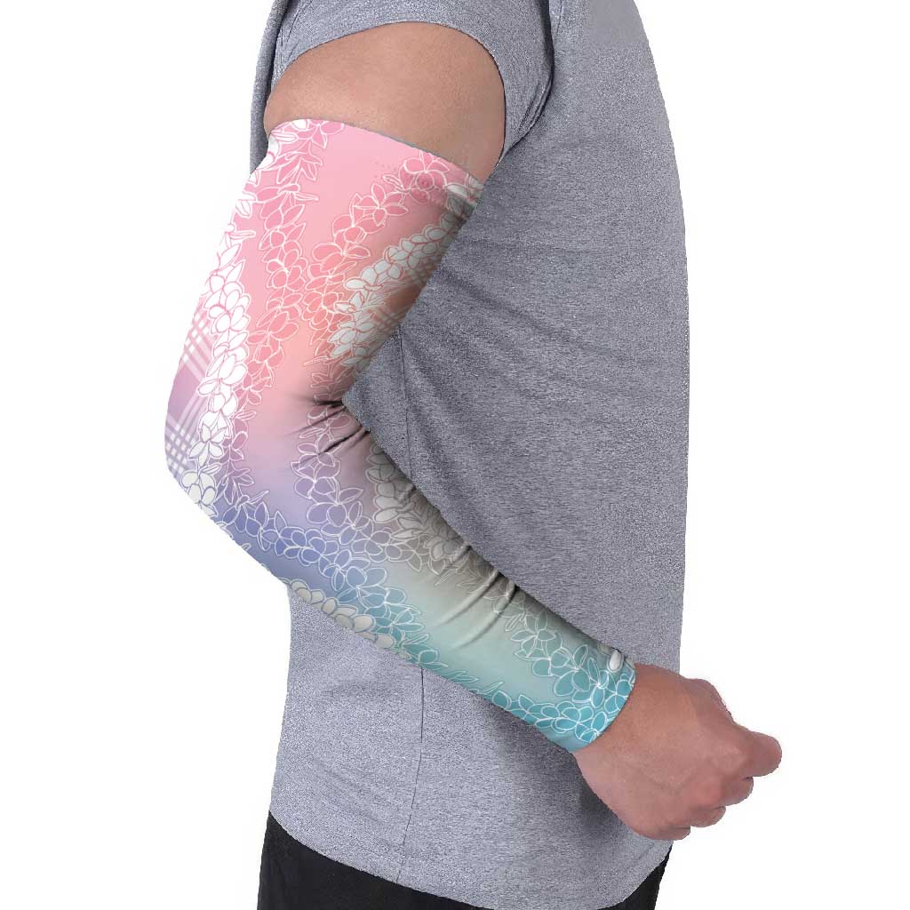 Hawaii Aloha Plumeria Lei Pastel Candy Palaka Arm Sleeves - Polynesian Pride