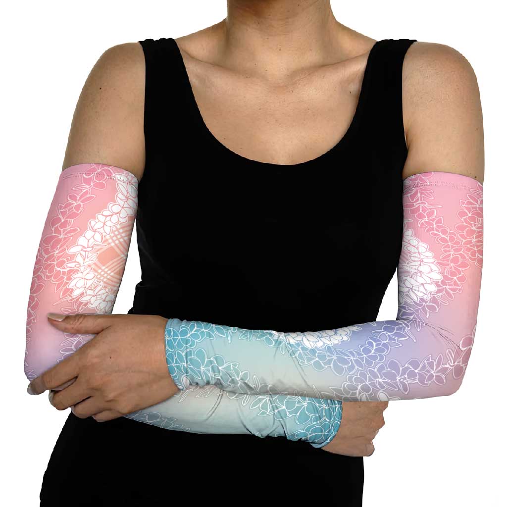 Hawaii Aloha Plumeria Lei Pastel Candy Palaka Arm Sleeves - Polynesian Pride