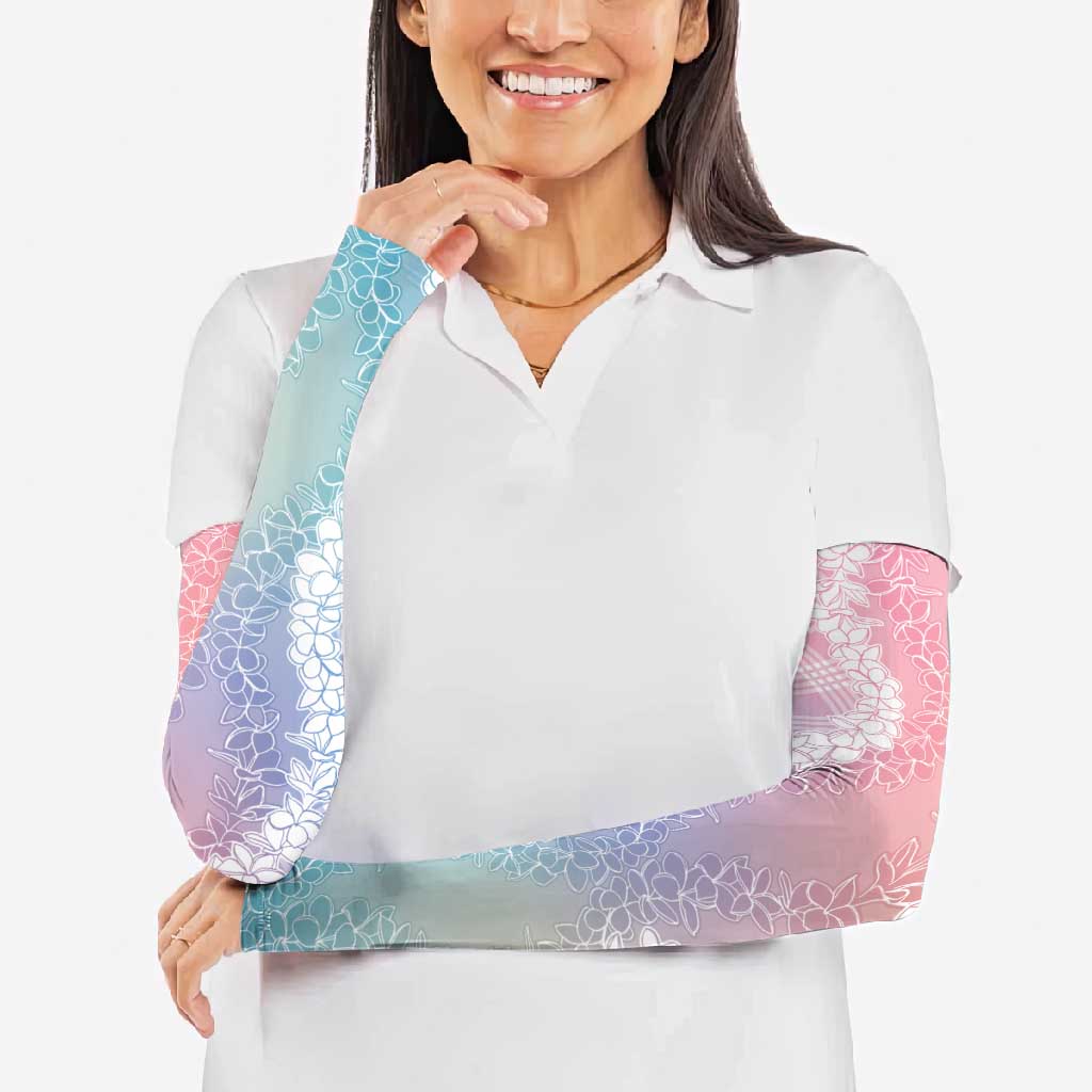 Hawaii Aloha Plumeria Lei Pastel Candy Palaka Arm Sleeves - Polynesian Pride