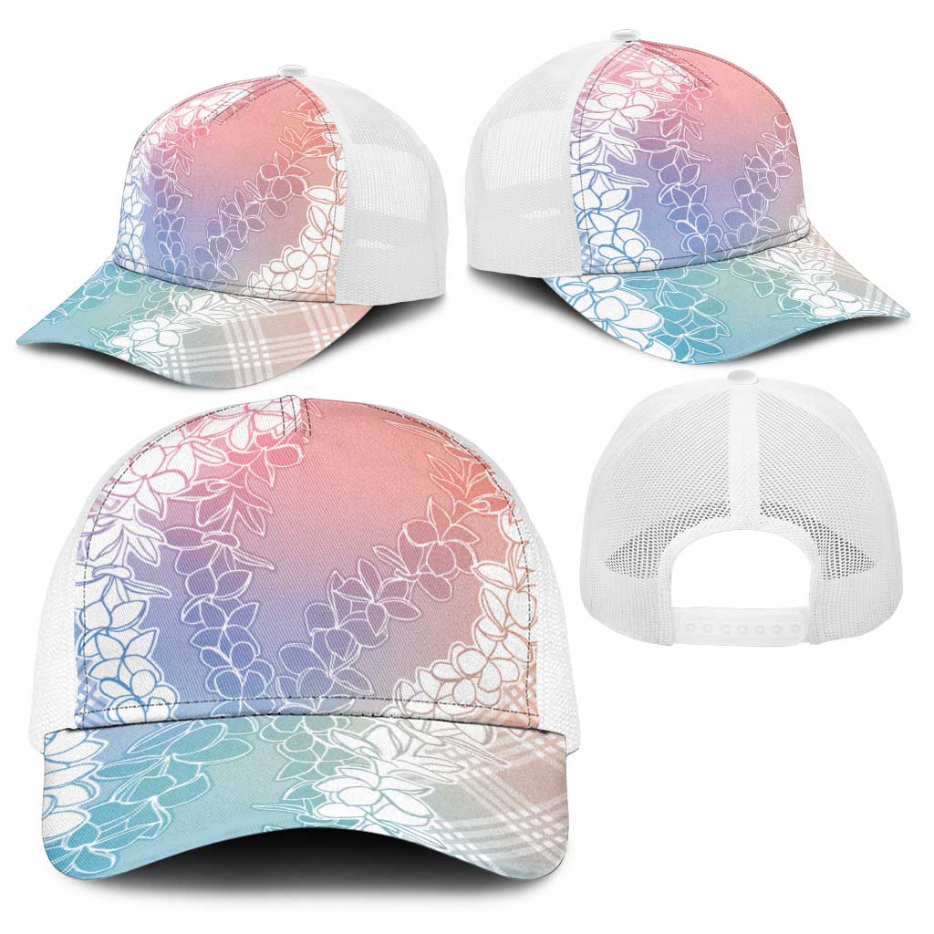 Hawaii Aloha Plumeria Lei Pastel Candy Palaka Baseball Net Cap - Polynesian Pride