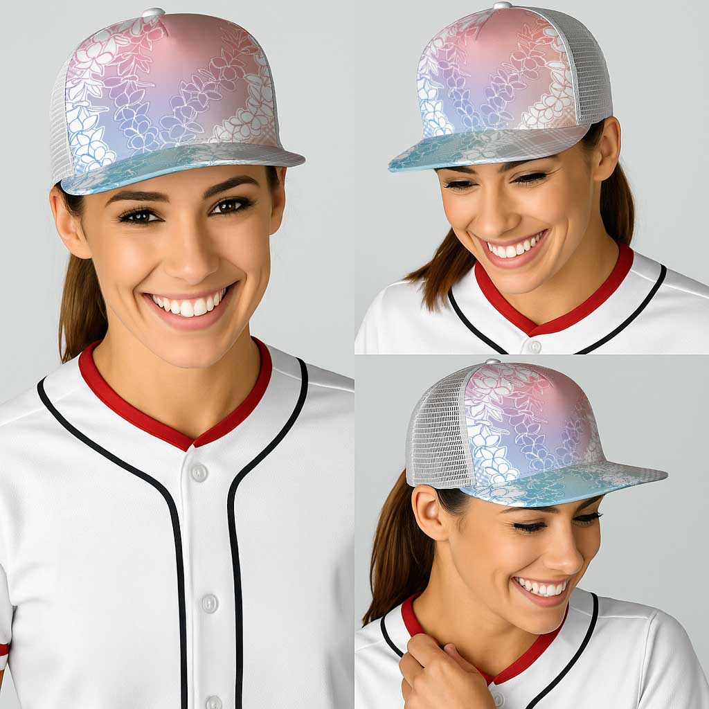 Hawaii Aloha Plumeria Lei Pastel Candy Palaka Baseball Net Cap - Polynesian Pride