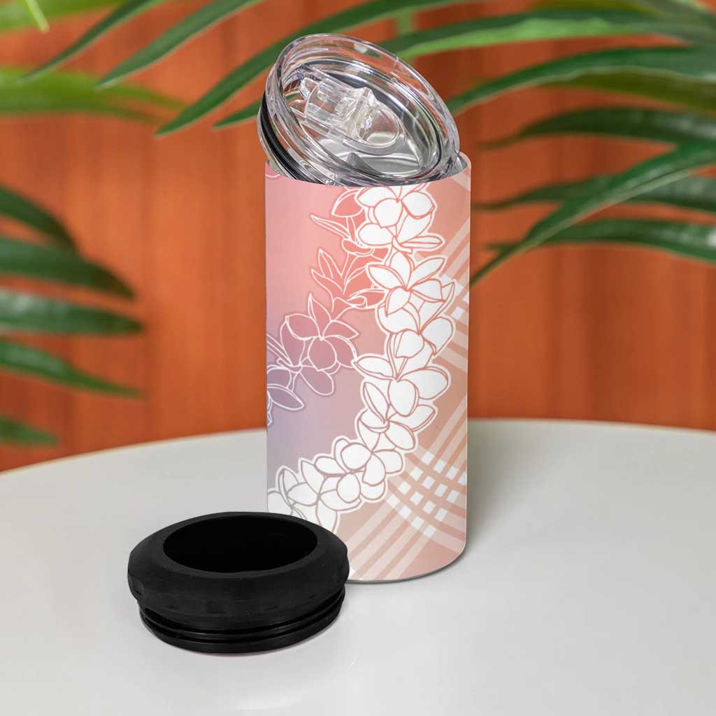 Hawaii Aloha Plumeria Lei Pastel Candy Palaka 4 in 1 Can Cooler Tumbler - Polynesian Pride