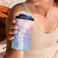Hawaii Aloha Plumeria Lei Pastel Candy Palaka 4 in 1 Can Cooler Tumbler - Polynesian Pride