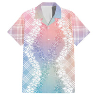 Hawaii Aloha Plumeria Lei Pastel Candy Palaka Family Matching Long Sleeve Bodycon Dress and Hawaiian Shirt LT7 Dad's Shirt - Short Sleeve Pastel - Polynesian Pride