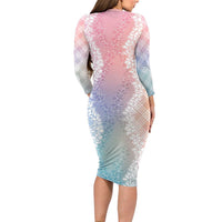Hawaii Aloha Plumeria Lei Pastel Candy Palaka Family Matching Long Sleeve Bodycon Dress and Hawaiian Shirt LT7 - Polynesian Pride