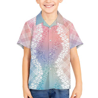 Hawaii Aloha Plumeria Lei Pastel Candy Palaka Family Matching Long Sleeve Bodycon Dress and Hawaiian Shirt LT7 Son's Shirt Pastel - Polynesian Pride