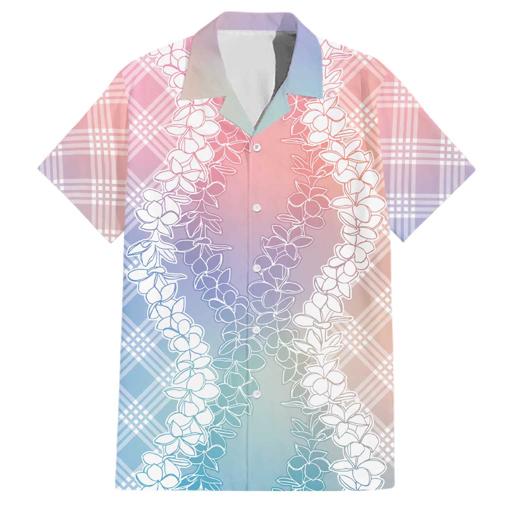 Hawaii Aloha Plumeria Lei Pastel Candy Palaka Family Matching Off Shoulder Short Dress and Hawaiian Shirt LT7 Dad's Shirt - Short Sleeve Pastel - Polynesian Pride