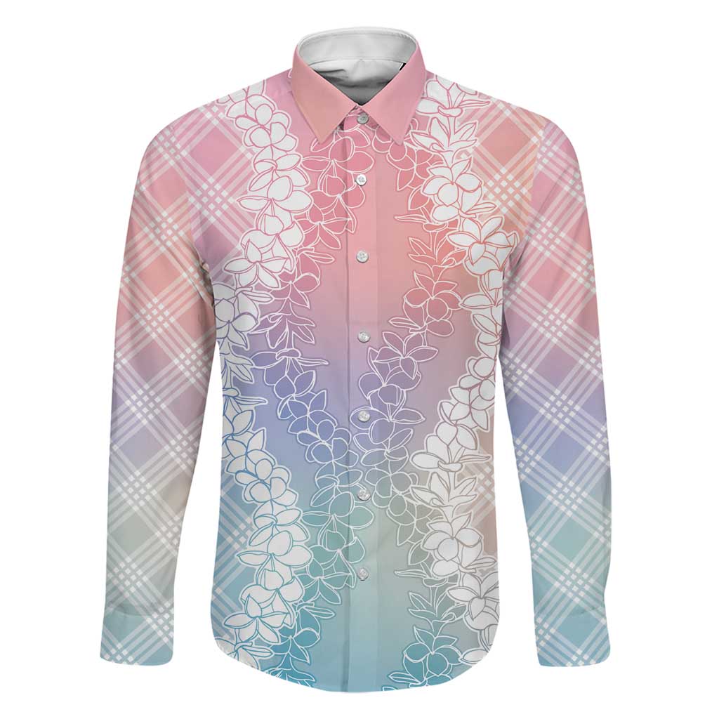 Hawaii Aloha Plumeria Lei Pastel Candy Palaka Family Matching Puletasi and Hawaiian Shirt LT7 Dad's Shirt - Long Sleeve Pastel - Polynesian Pride