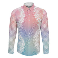 Hawaii Aloha Plumeria Lei Pastel Candy Palaka Family Matching Puletasi and Hawaiian Shirt LT7 Dad's Shirt - Long Sleeve Pastel - Polynesian Pride