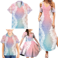 Hawaii Aloha Plumeria Lei Pastel Candy Palaka Family Matching Summer Maxi Dress and Hawaiian Shirt LT7 - Polynesian Pride