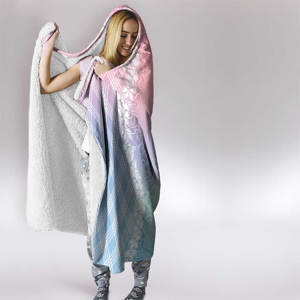 Hawaii Aloha Plumeria Lei Pastel Candy Palaka Hooded Blanket - Polynesian Pride