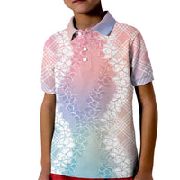 Hawaii Aloha Plumeria Lei Pastel Candy Palaka Kid Polo Shirt LT7 Kid Pastel - Polynesian Pride