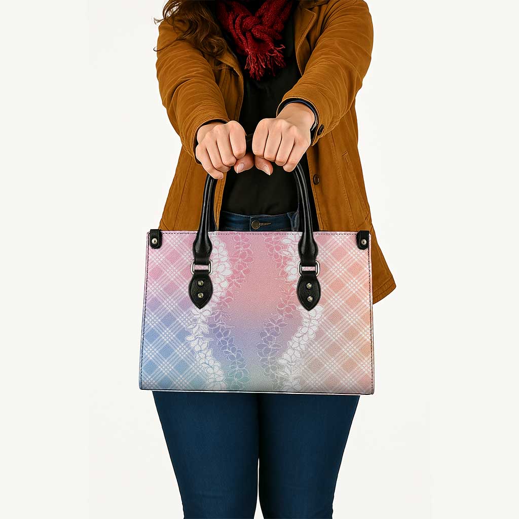 Hawaii Aloha Plumeria Lei Pastel Candy Palaka Leather Bag - Polynesian Pride