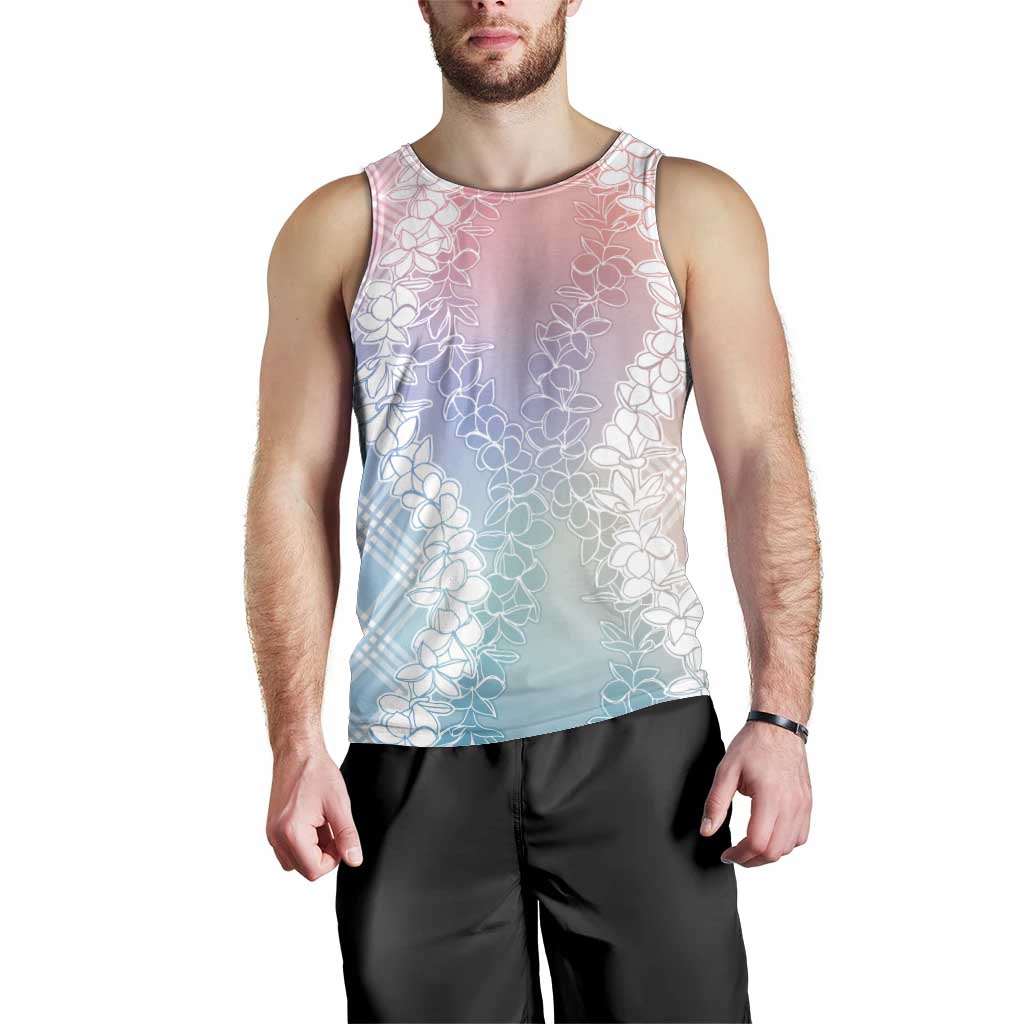 Hawaii Aloha Plumeria Lei Pastel Candy Palaka Men Tank Top - Polynesian Pride