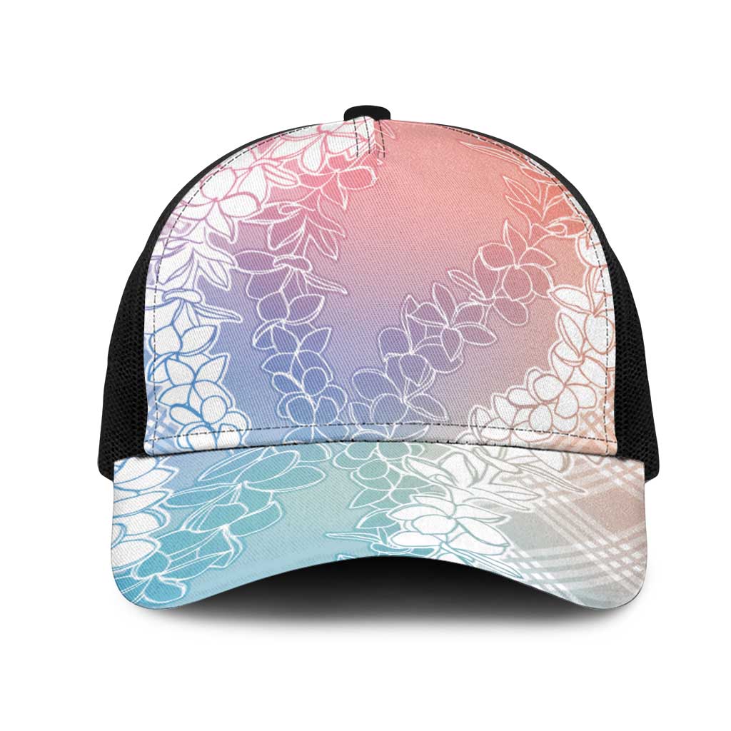 Hawaii Aloha Plumeria Lei Pastel Candy Palaka Mesh Trucker Cap - Polynesian Pride