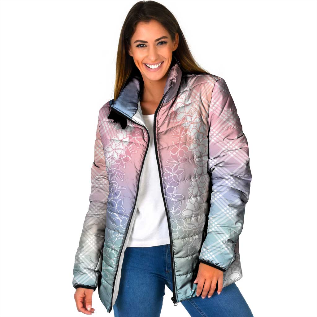 Hawaii Aloha Plumeria Lei Pastel Candy Palaka Padded Jacket - Polynesian Pride