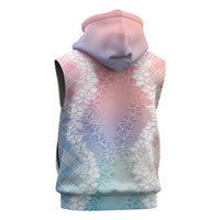 Hawaii Aloha Plumeria Lei Pastel Candy Palaka Sleeveless Hoodie - Polynesian Pride