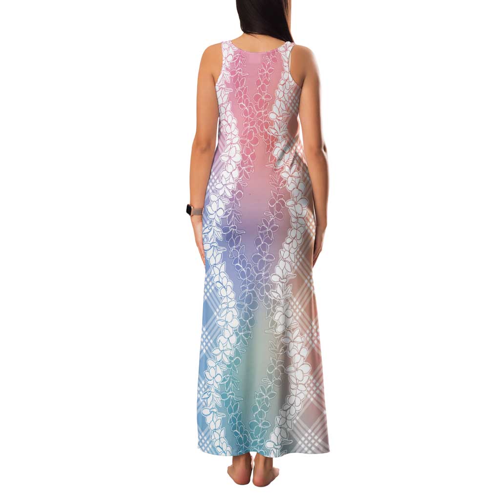 Hawaii Aloha Plumeria Lei Pastel Candy Palaka Tank Maxi Dress LT7 - Polynesian Pride